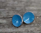 cobalt blue enameled post earrings