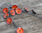 flame earrings - sterling silver , copper, and enamel