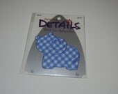 Iron On Gingham Cartoon Kiddie Hippo Applique Patch In Package