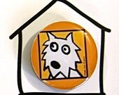 Fluffy White Dog Pop Art Magnet by Anne Leuck Feldhaus