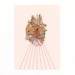 CUSTOM Embroidered Print 'One Heart' / map collage anatomical heart red thread