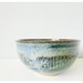 Art pottery carved bowl rustic blue handmade ceramic dish
