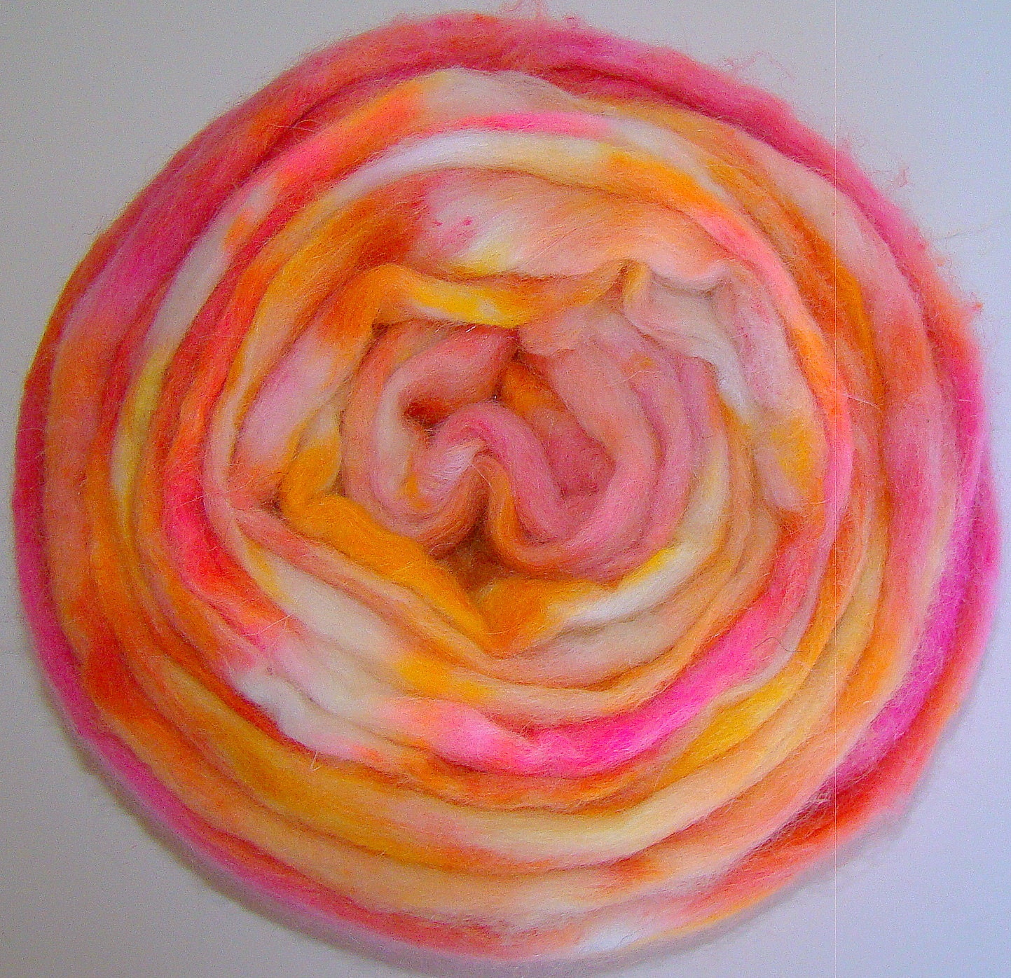Summer Morning - Handdyed Polwarth/KidMo/Angora Blend Fiber for Spinning/Nuno Felting