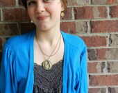 Vintage tin and verdigris brass feathers necklace