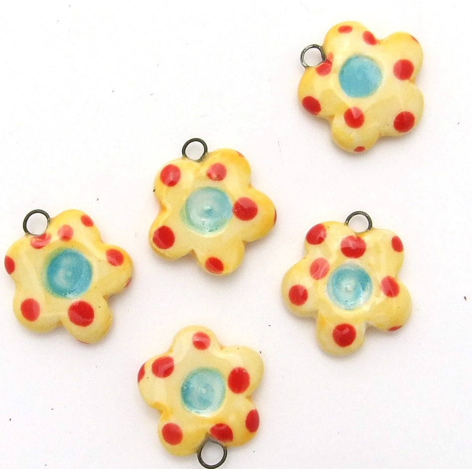 Yellow Flower Charm Ceramic Handmade