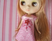 Pink Bow Valentines Day embroidered Blythe dress