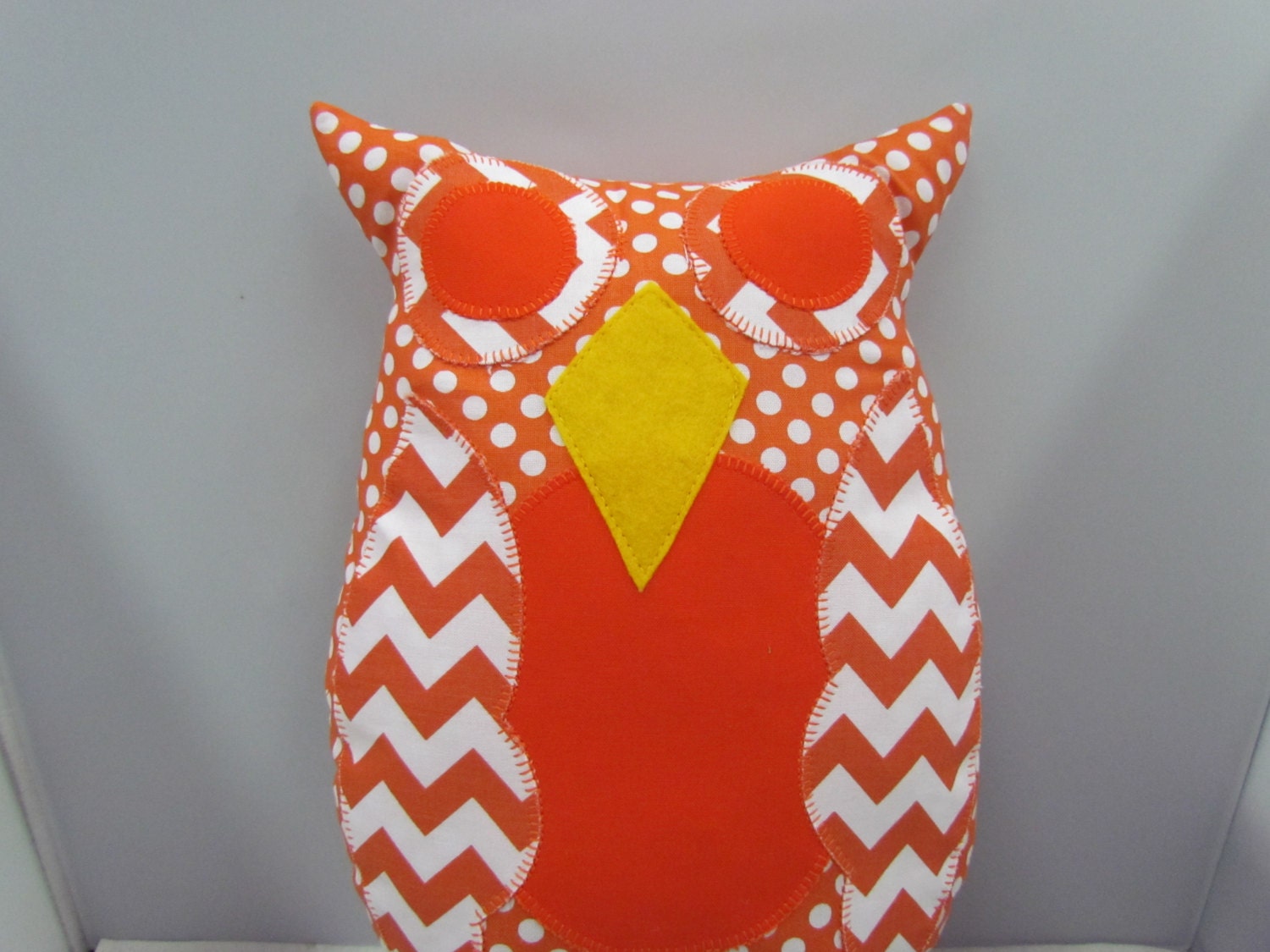 Owl, Orange, Chevron, Stuffed Animal