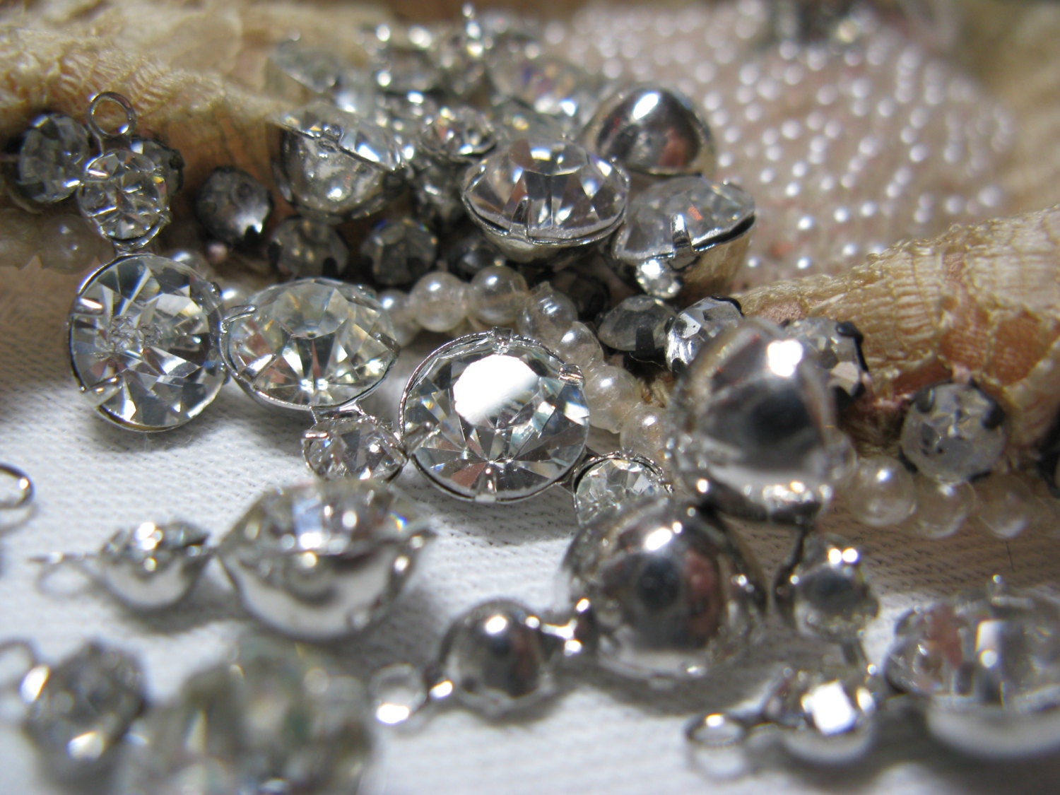 rhinestone bead double drop NEW in stock SUPER shiney silver dozen