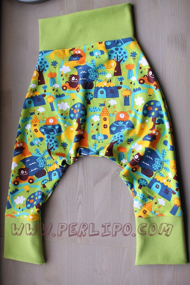 PDF Pattern - Perlipants - Harem trousers (1 month old to 5 years old) - Instant download