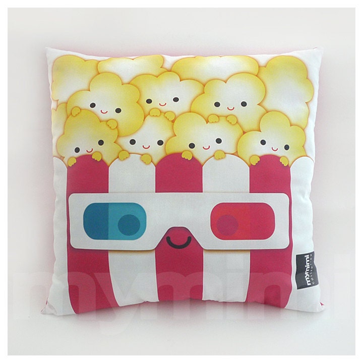 Decorative Pillow, Kawaii Print, Toy Pillow - 3D Yummy Popcorn
