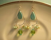 Shades of Turquoise Dangle Statement Earrings 2 inch Teardrop
