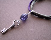 KEY to my HEART amethyst silk and all sterling silver necklace by srgoddess