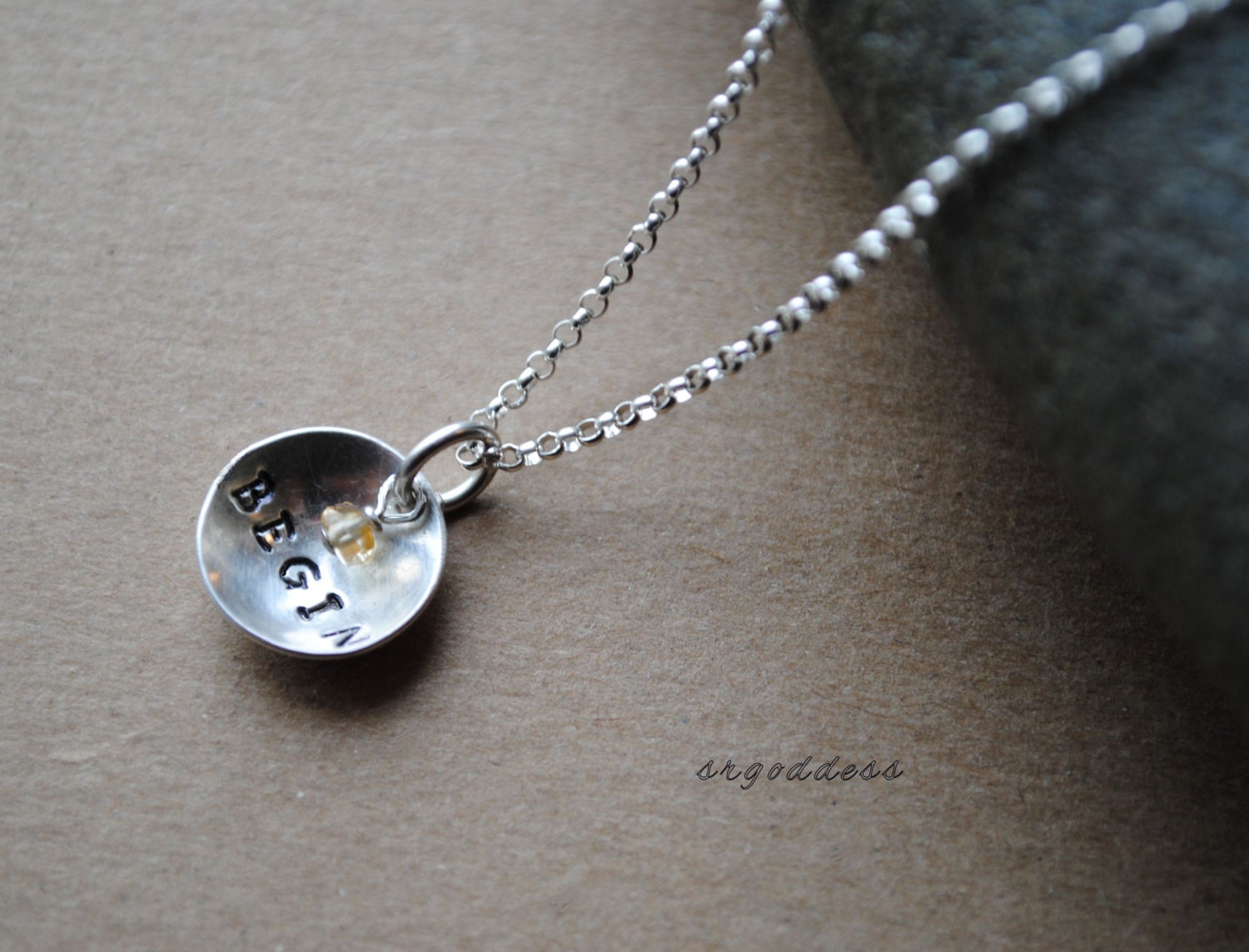 BEGIN sterilng silver and faceted citrine necklace by srgoddess