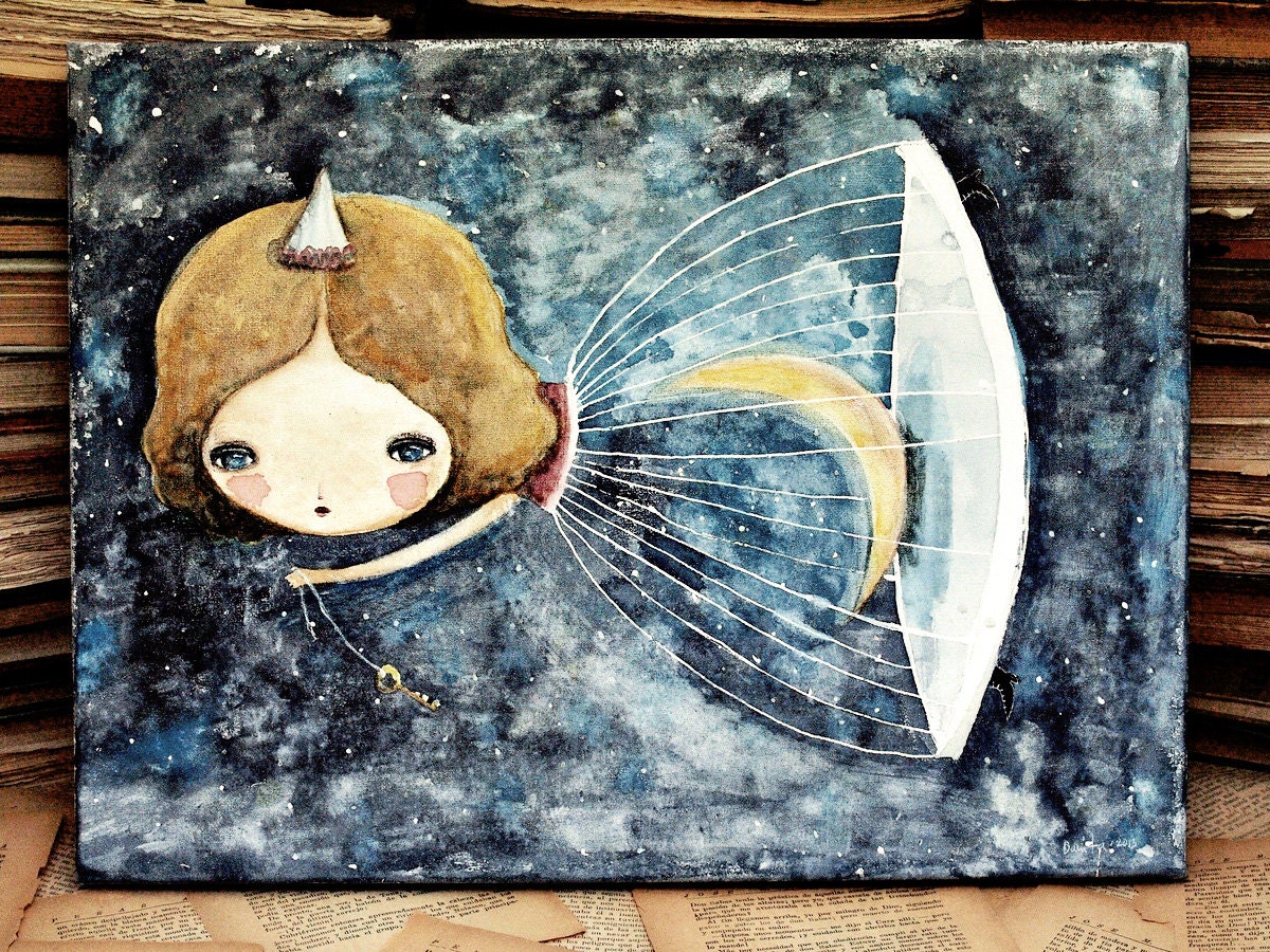The Guardian - Original Watercolor Painting On Canvas By Danita Art (12x16 Inches)