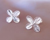 Sterling Silver Flower Post Earrings - Hydrangea