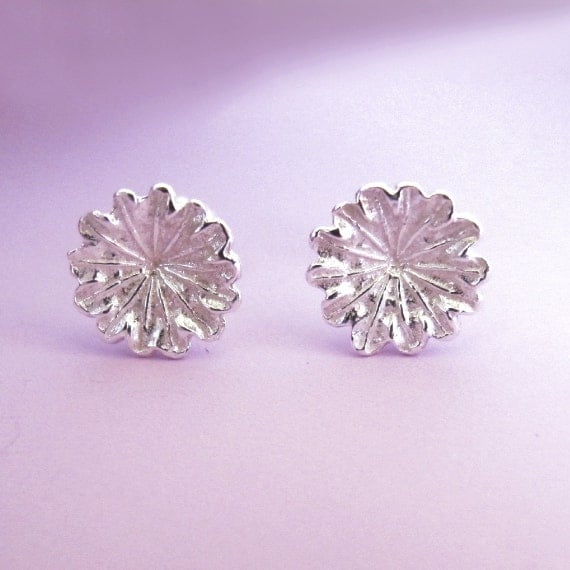 Sterling Silver Flower Post Earrings - Poppy