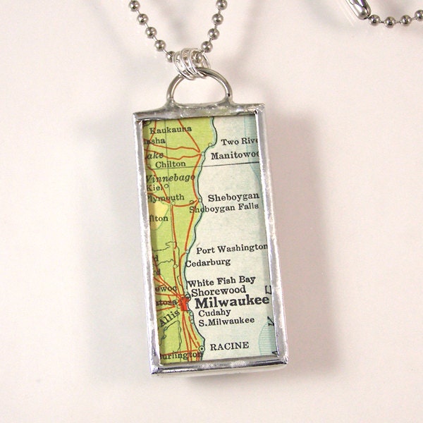 Milwaukee Vintage Map Pendant Necklace