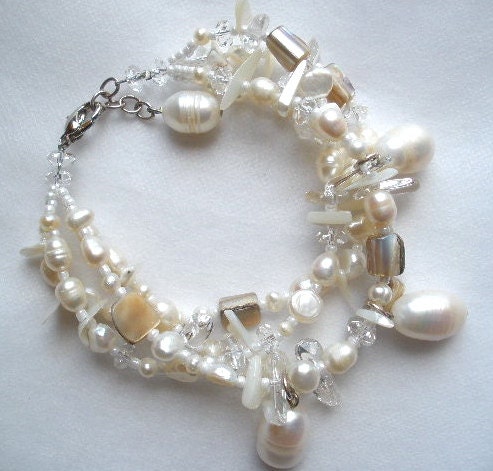 Freshwater Pearls and Shell Bracelet