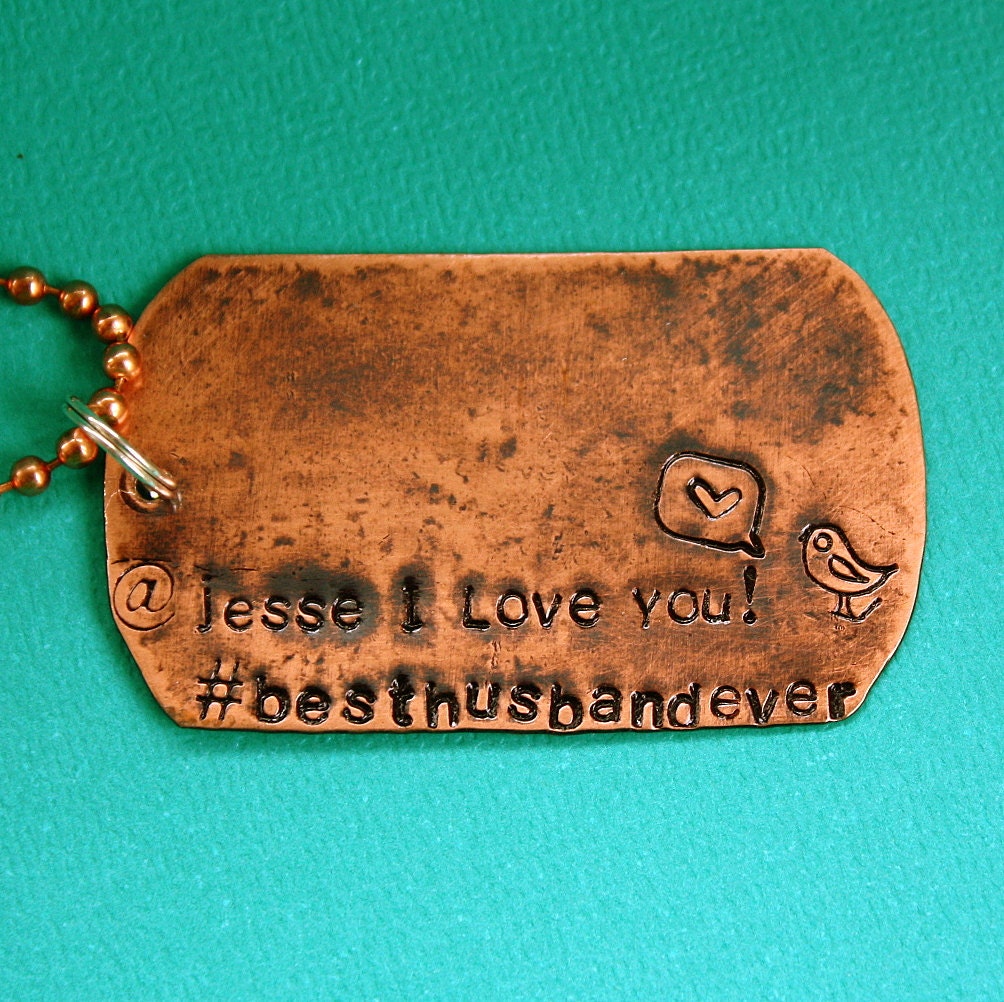 Personal Message Dog Tag Style Key Ring - Hand Stamped Key Chain - Personalized KeyChain