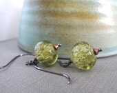 Silver Earrings, Mojito Green Glass, Glass Earrings, Beaded Earrings, Bubble Glass, Silver Jewelry, Glass Jewelry, Modern Jewelry