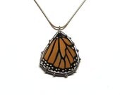 Monarch Butterfly Glass Necklace - Real Butterfly Jewelry