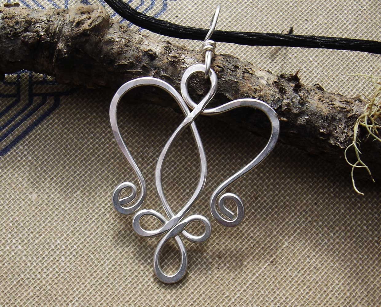 Celtic Angel Heart Sterling Silver Pendant-Celtic Necklace - Celtic Angel - Celtic Jewelry - Angel Jewelry-Hammered Wire