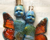 Conjoined Monarchs mixed media butterfly angels