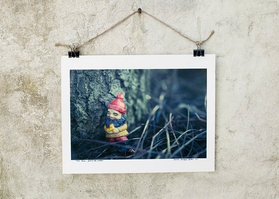 This Tree... Makes me happy... - Dwarf Elf Gnome Toy Photography 8x10 trees fall forest cute decor print wall art by aptrick