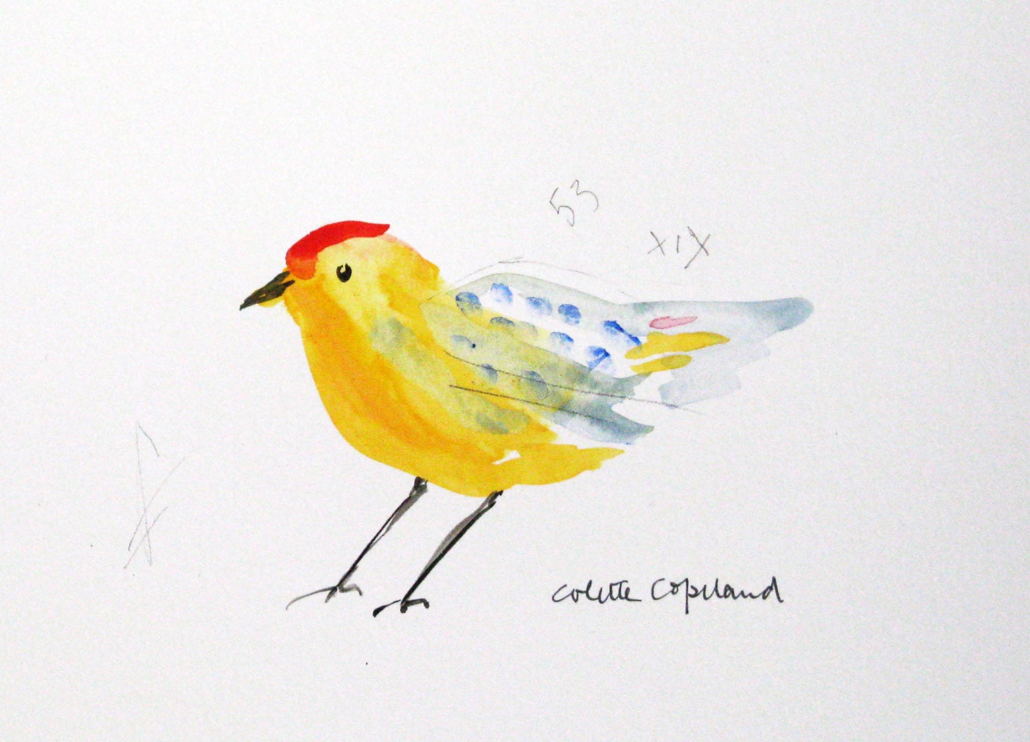 Original painting on mixed media paper, Bird