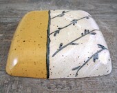 Sproutlines Wall Pillow with Yellow and White - Home Decor - Wall Art - Tile Plaque Ceramic Pottery - Handmade Painting