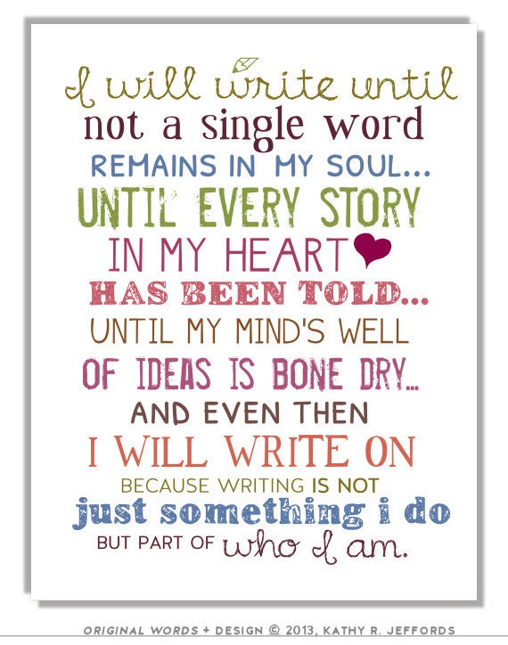 Write On Typography Print - Motivational And Inspirational Writing Quote Art Print For Writers, Perfect Gift For Those Who Love Writing