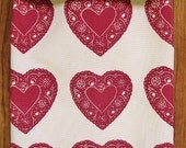 SALE Organic tea towel heart pattern print