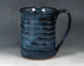 14 - 16 Ounce Blue Mug Handthrown Stoneware Pottery 2