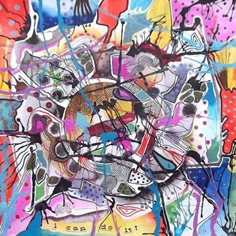 Bold Abstract Painting Original Funky Art Contemporary Colourful Hipster Unusual Graphic