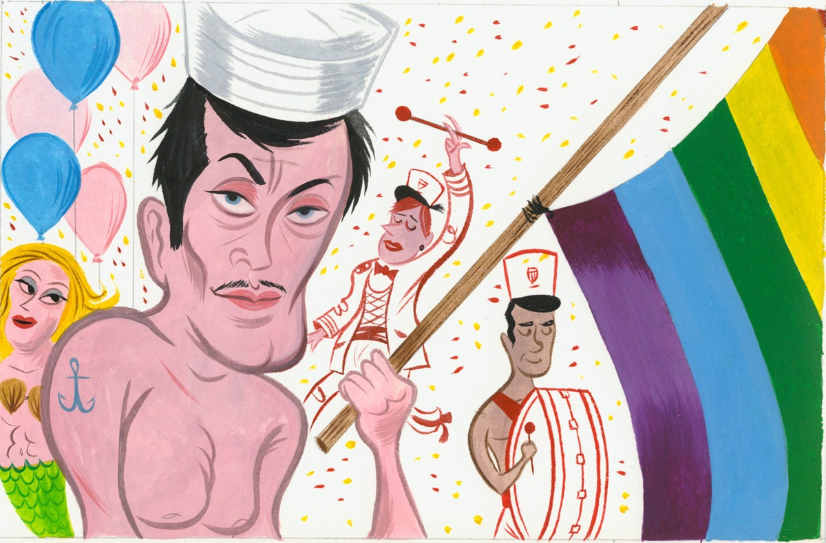 ORIGINAL painting of Gay Pride by Mike Gorman 10x6.5 gouache