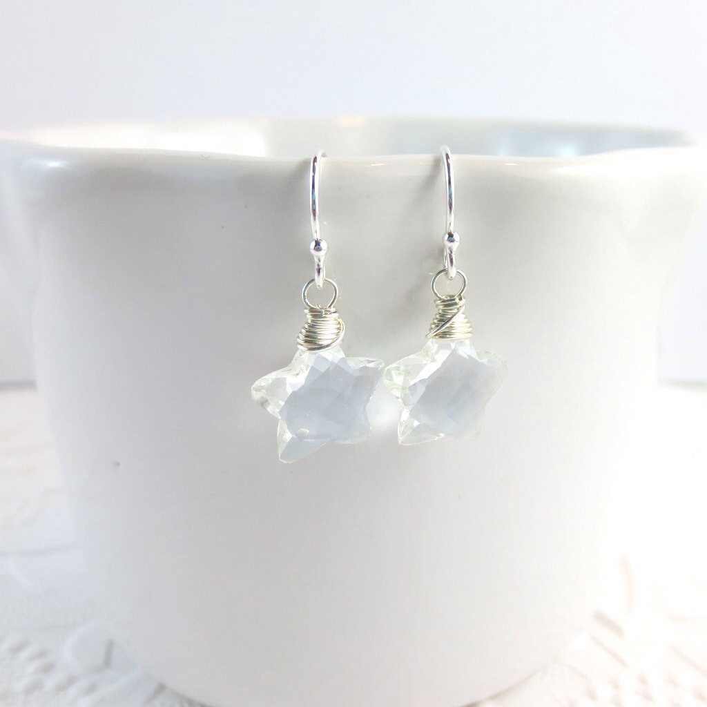 Quartz Star Earrings with Sterling Silver