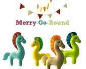 Spin and Musical Merry Go Around Vintage Horses Baby Mobile (Artist Choice Colors) - Heirloom Mobile for Crib, Nursery, Kids Playroom Decor