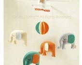 Musical Baby Mobile ELEPHANT CARNIVAL (custom colors) -  Elephant Safari Hanging Mobile for Modern Nursery, Baby Crib, Kids Playroom Decor