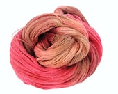 Red lace yarn, laceweight merino silk sparkle, Ember Glow, cinnamon brown, Perran Yarns, poppy