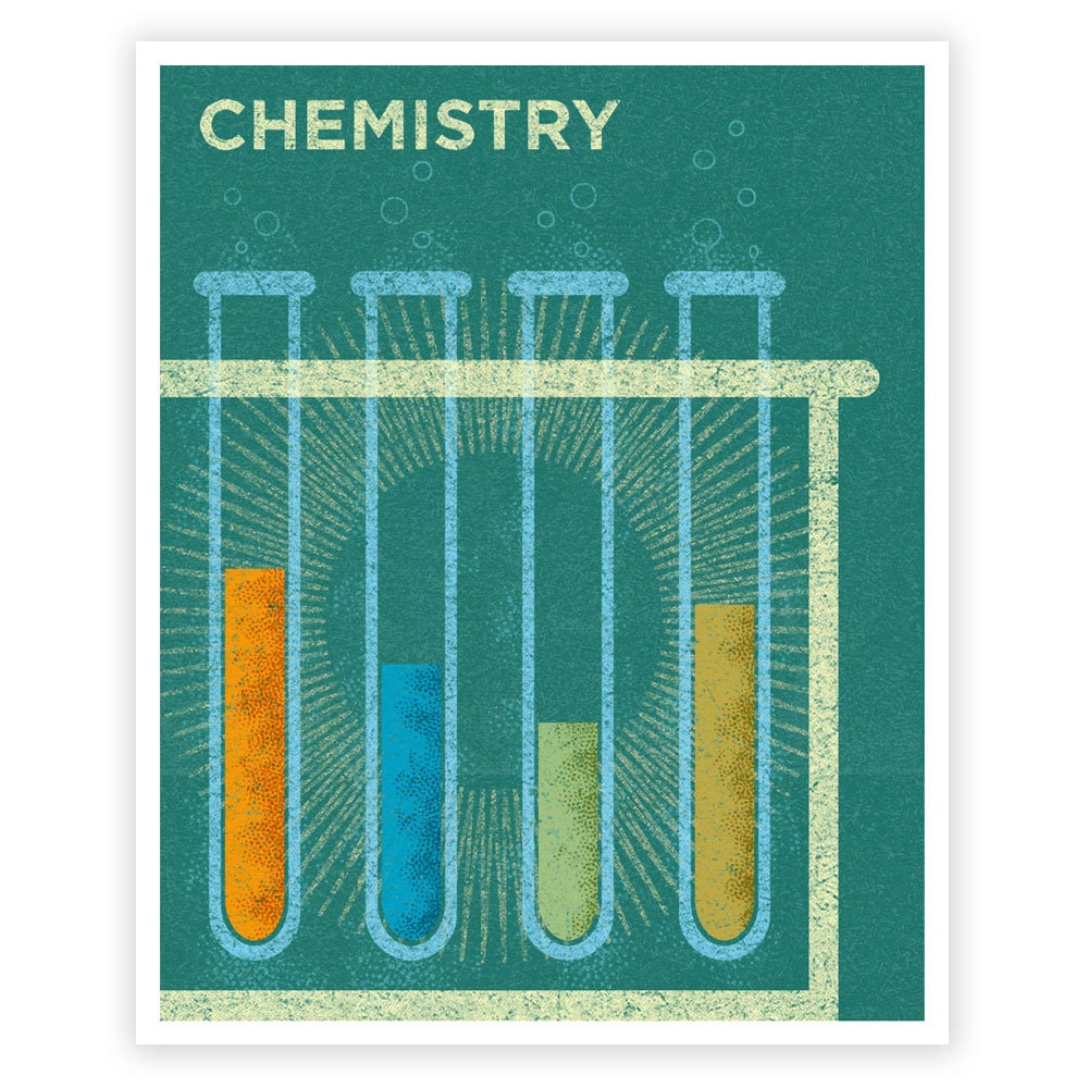 Science Art for Girls - Art for Boys Room - Chemistry Art Print 8 in x 10 in Retro Science Art Print - Print for Boys Room - Kids Wall Art