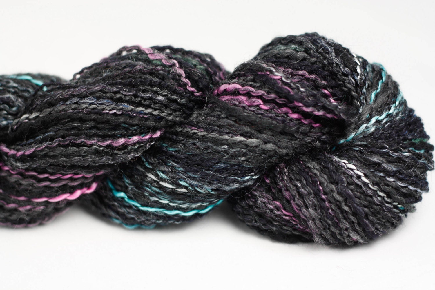 SALE 15% OFF Neon At Night Thick and Thin 2ply Handspun Art Yarn- 286yds