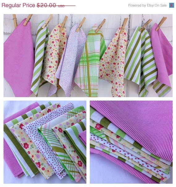 HOLIDAY WEEKEND SALE- Upcycled Cloth Napkins- Pink Lemonade-Set of 8