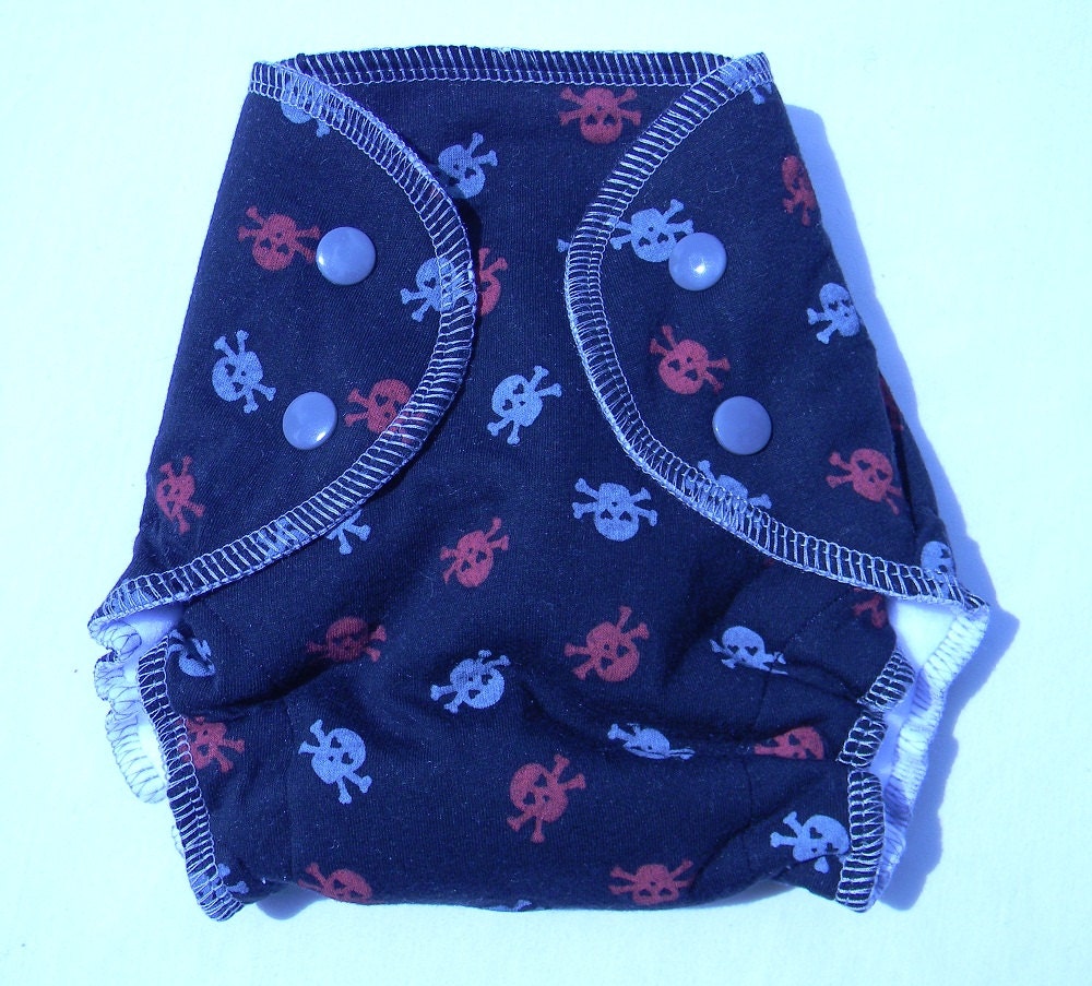 Nifty Nappy Snappy SwimzEaze Swim Diaper  Skulls and Crossbones Pirate Small