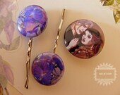 Love and Flower - Pin-Back Button and Hairpin Set - Romance - Fantasy