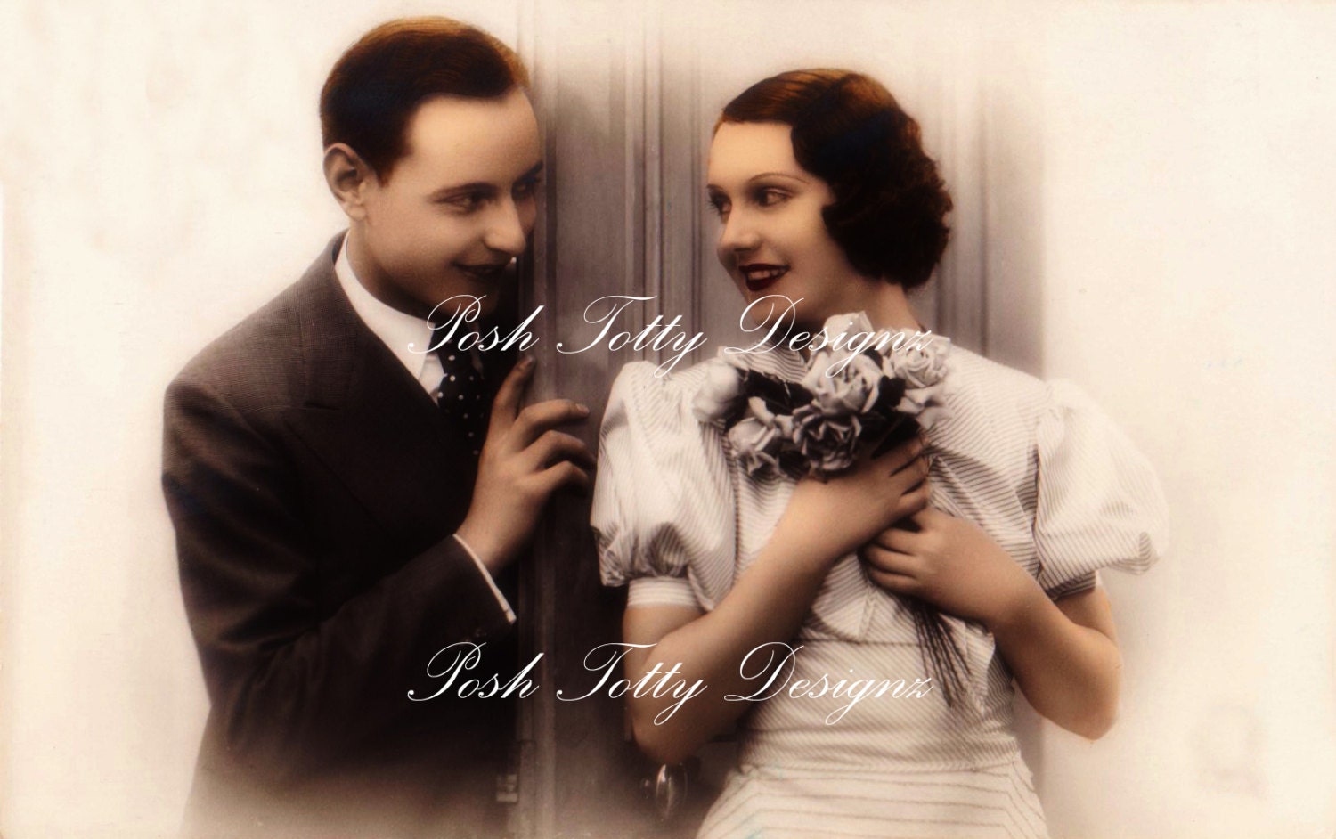 1920s Art Deco A Couple In Love Vintage Postcard Digital Download Printable Images (PC26a)