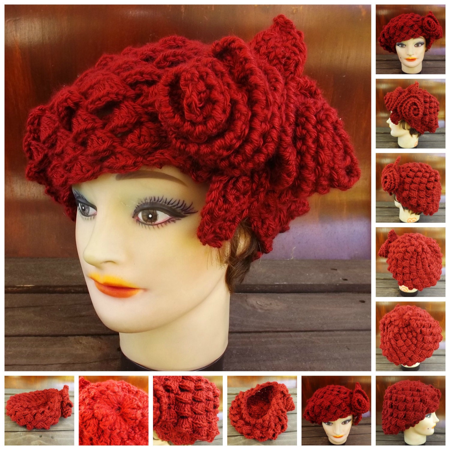 Instant Download Crocheted Pattern Hats for Women - Crochet Hat Pattern PDF for the Karen Beret Hat - Permission To Sell