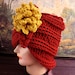 Crochet Hat Women Hat - LAUREN Cloche Hat Terra Cotta Orange - Sungold Yellow Flower - Womens Crochet Cloche Hat - Australia Crochet Hat
