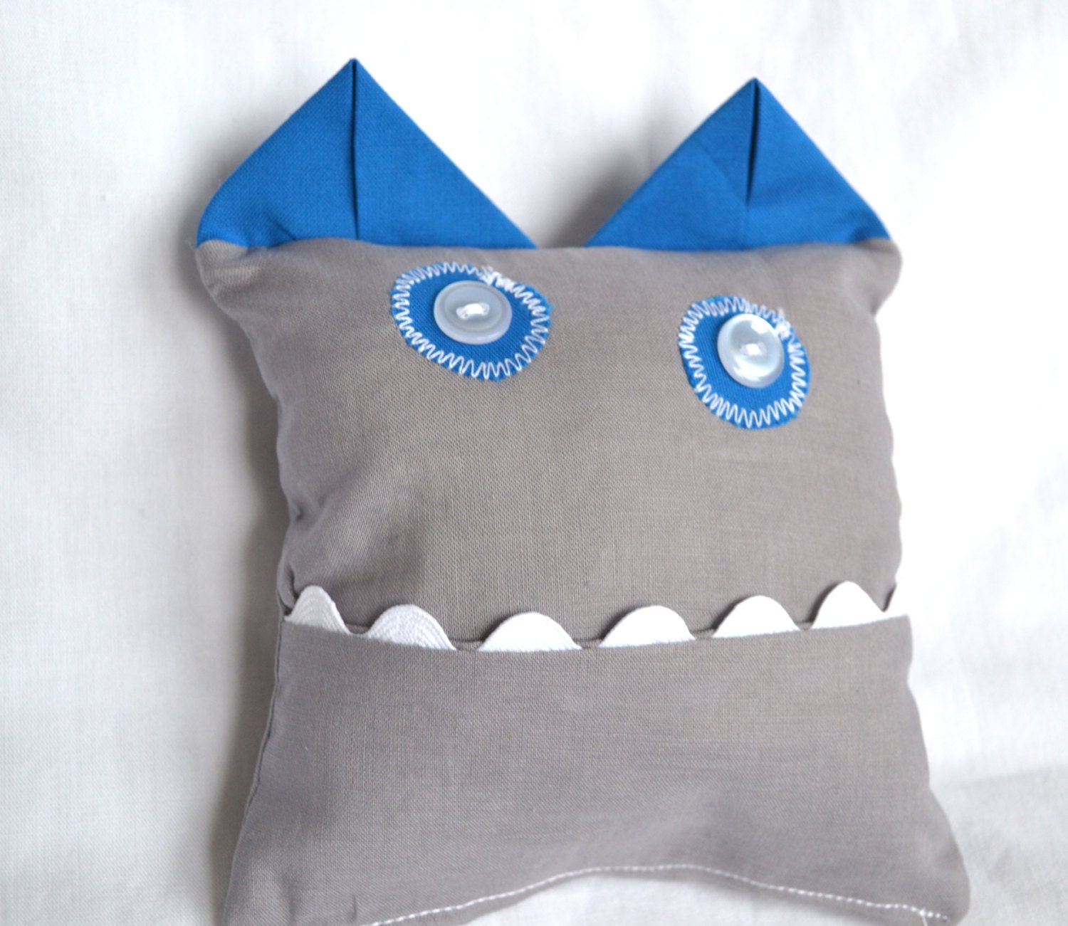 Tooth Fairy Monster Pillow - Gray with Blue Eyes