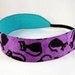 Reversible Headband -Tumbling Cats - purple turquoise