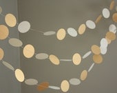 Cream and metallic gold 2" circle paper garland - 12 ft. wedding decoration, bunting, photo prop, party decoration, shower decoration